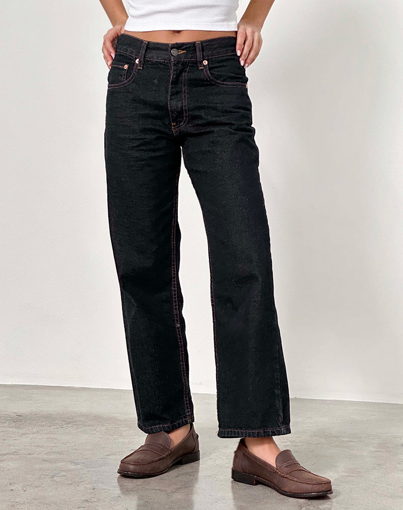 Jeans paralleli a vita media in Indaco