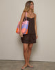 Immagine di Mailina Lino Button Up Mini Dress in marrone cioccolato
