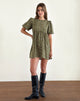 Immagine di Marate Mini abito con maniche a sbuffo in stile grunge floreale Khaki