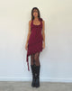 Immagine di Margaret Mini abito con volant in chiffon color prugna con rosetta