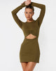 Immagine di Matilda Bodycon Dress in lycra oliva scuro