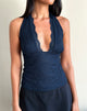 Immagine di Matua Halter Top in pizzo trifoglio Navy
