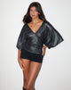 Immagine di Melia Batwing Top in Metallic Slinky Black