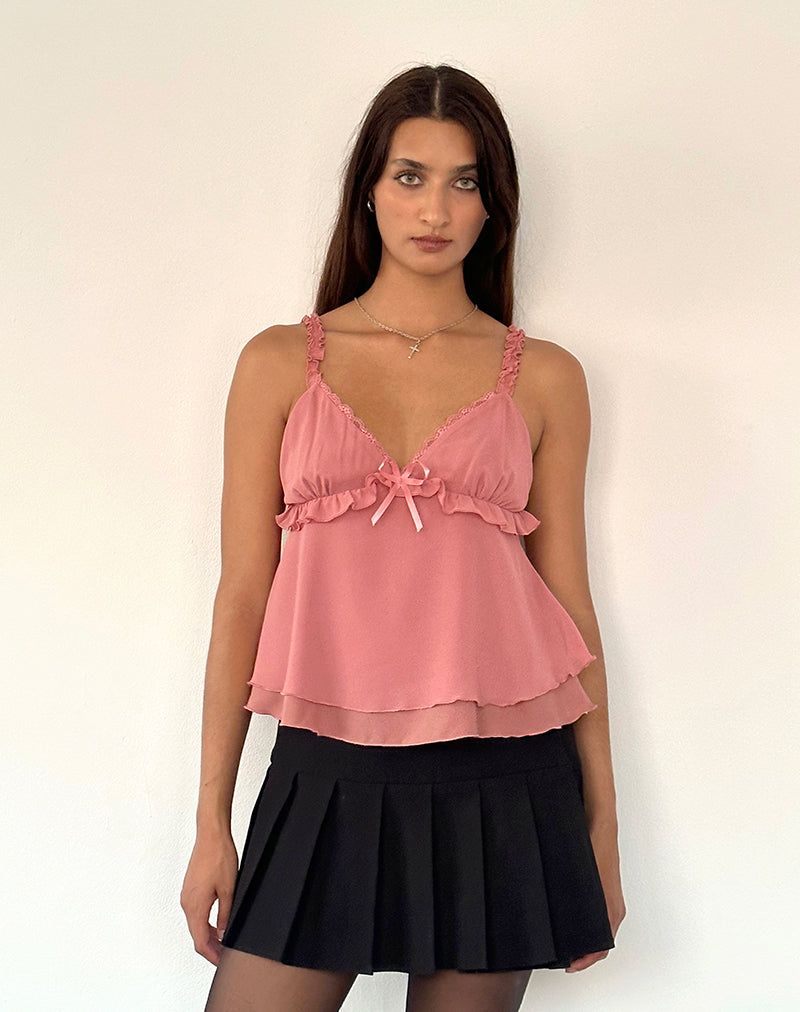 Top Melinda Frill Cami in Chiffon Blush