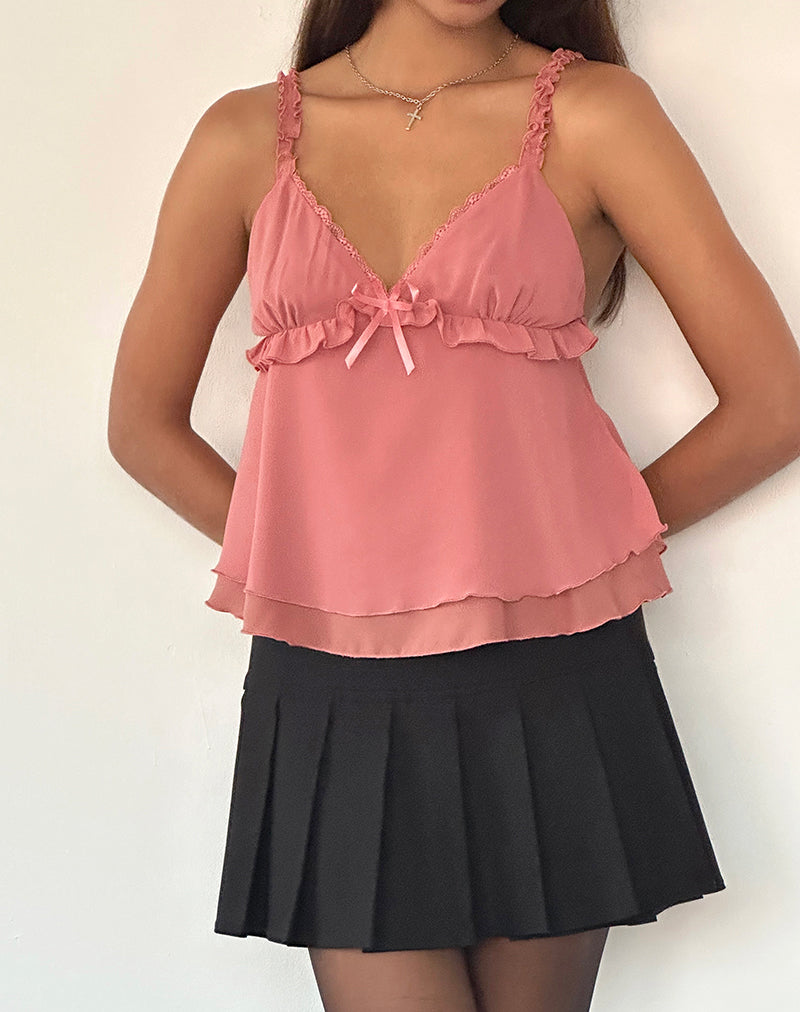 Top Melinda Frill Cami in Chiffon Blush