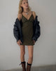 Immagine di Mevila Mini Dress in Abstract Botanic Dark Olive