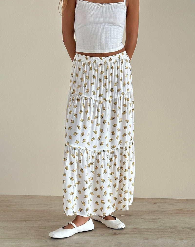 Gonna Midaxi in Funshine Floral Off White