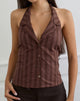 Immagine di Mikanu Button Down Blouse a righe marrone