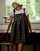 Immagine di Mikayla Mini Abito a Collo Quadrato in Navy e Senape Check