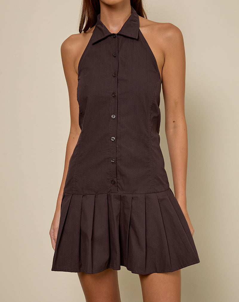 Abito con colletto Mikena in mogano profondo