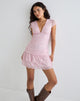 Immagine di Mowgli Mini abito con maniche a cappuccio in rosa baby e micro polka nero