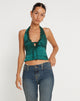 image of Mutsuki Halterneck Top in satin verde bosco