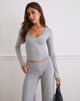 Immagine di Myoga Studded Scoop Long Sleeve Top in Grey Marl