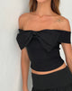 Immagine di Naras Top Bardot con fiocco in nero Sartoriale