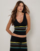 Immagine di Natcha Gilet Top in nero con strisce marroni e blu