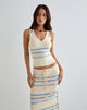 Immagine di Natcha Gilet Top in crema con righe blu e grigie