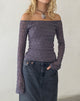 Immagine di Neira Top Bardot a maniche lunghe in maglia testurizzata Ocean Storm