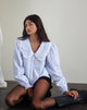 Immagine di Nelcy Camicia con colletto oversize a righe verticali piccole Blu