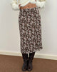 Immagine di Nimas Gonna midi in chiffon marrone e rosa a fiori polka