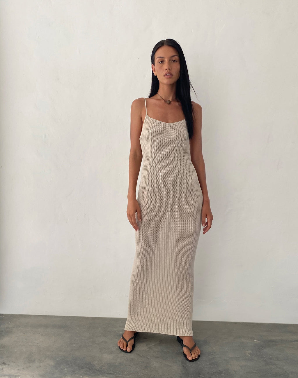 Maxi abito in maglia Norila in colore neutro