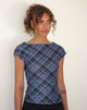Immagine di Nova Top in maglia a quadri blu e grigio