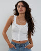 Immagine di Junko Frill Detail Button Through Top in Bianco