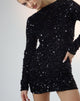 image of Onaki Mini abito a maniche lunghe in mini paillettes nero