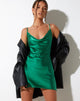 immagine di Paiva Slip Dress in raso verde Kelly