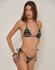 Immagine di Lentra Bikini Bottom con perline a righe scure nero e blu