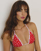 Immagine di Pami Top bikini a contrasto in rosso con cuori bianchi