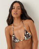 Immagine di Pami Bikini Top in marrone e avorio con perline e disegni a spirale