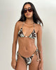 Immagine di Pami Bikini Top in marrone e avorio con perline e disegni a spirale