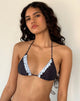 Immagine di Pami Top bikini con volant in nero e blu Polka