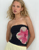 Immagine di Peggy Bandeau Top in Acquerello Floreale Nero e Rosa