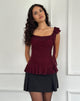 Immagine di Piroli Top in flock floreale ditsy marrone bruciato