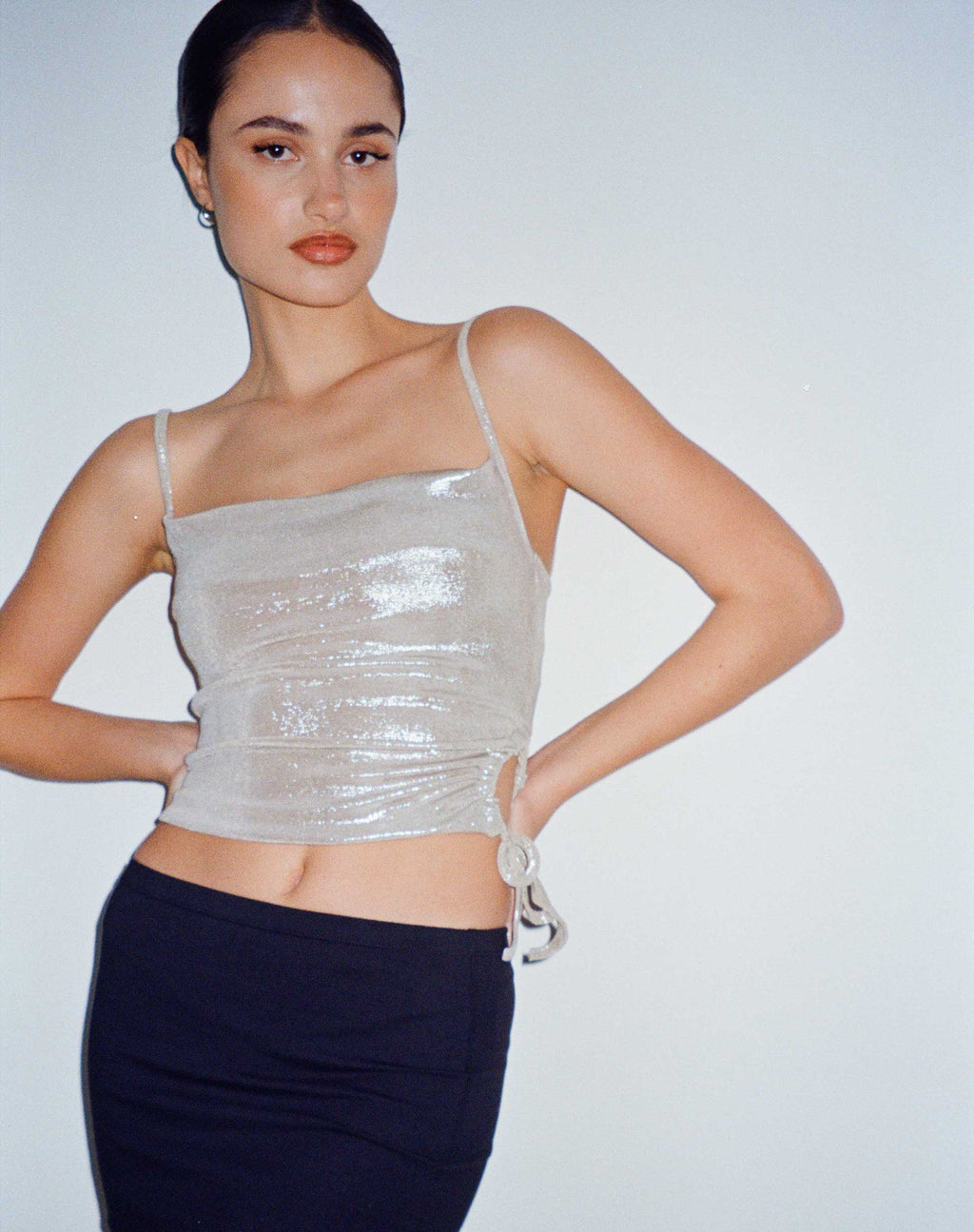 Top con spalline Pratiba in argento