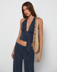 Immagine di Prilla Halter Top in Cupro Ocean Storm