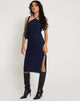 Immagine di Rabi - Vestito midi a rete con scollo a mezzaluna - Navy