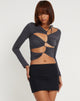 Immagine di Rajina Cut Out Top a maniche lunghe in Ocean Storm