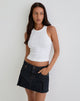 Immagine di Raw Hem Dart Mini Skirt in Indigo