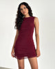 Immagine di Renata, mini abito asimmetrico in maglia bordeaux