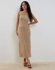 Immagine di Emersyn Waffle Knit Halterneck Midi Dress in Oat