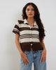 Immagine di Siwi Pointelle Knitted Polo Top in Stripe Neutral