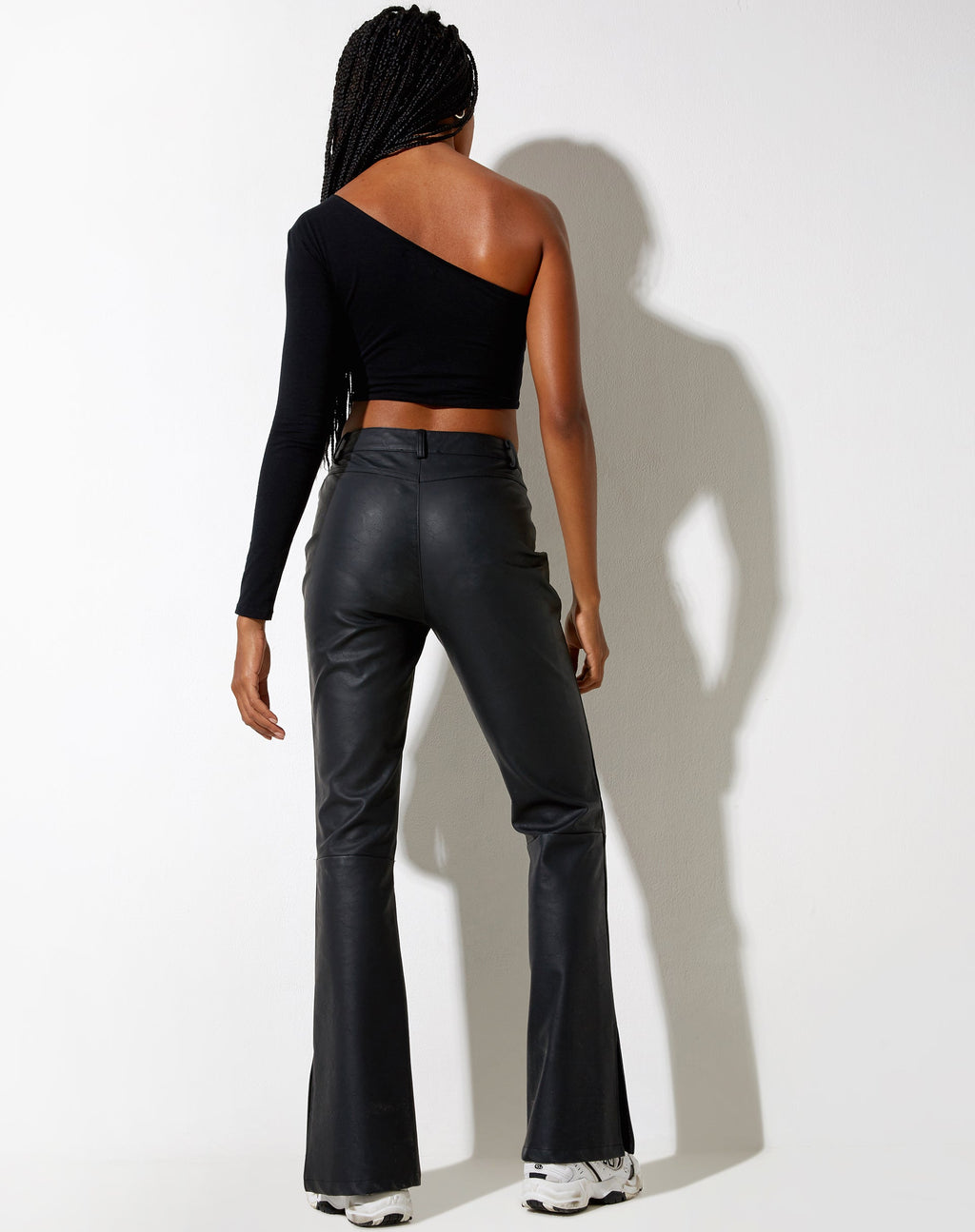 Pantaloni Zolen Flare in Pu Nero Opaco
