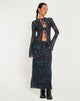 Immagine di Rindu Midi Skirt in Batik Botanico Nero Verde