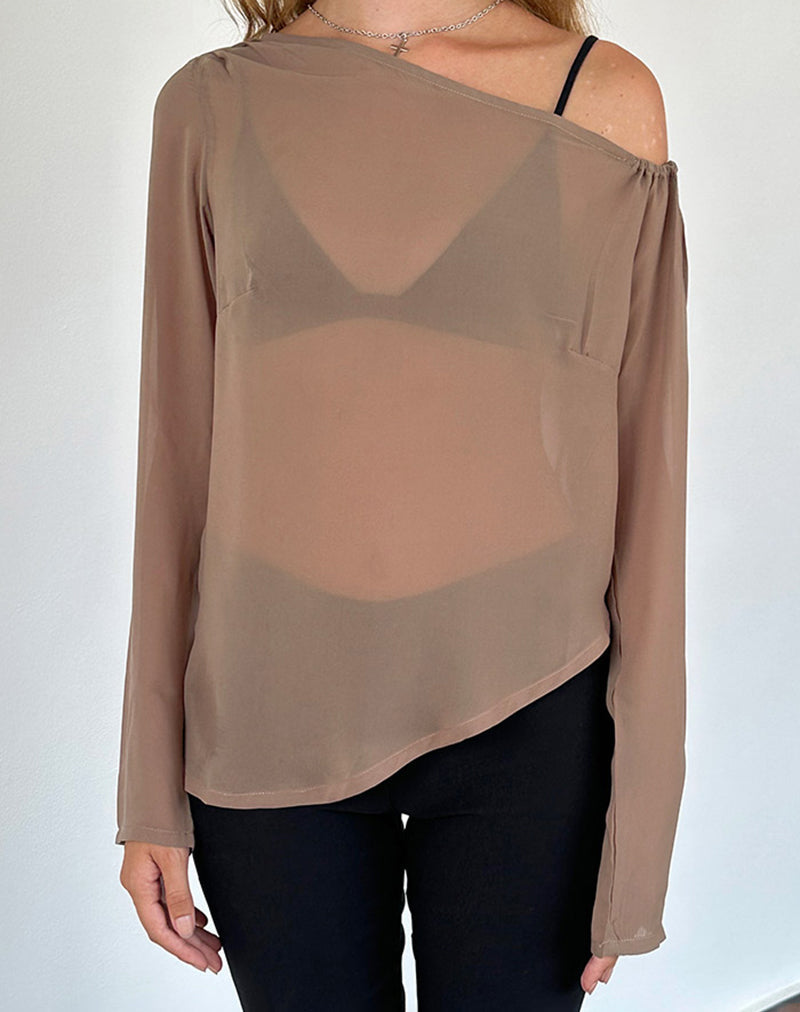 Top Riot in chiffon marrone chiaro