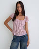 Immagine della blusa Rolina in chiffon a righe rosa e bordeaux