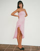 Immagine di Rosaya Ruffle Rosette Bandeau Midi Dress in chiffon rosa