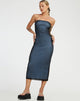 immagine di Rosbandi Midi Dress nero con fodera blu baby