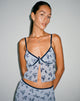 immagine di Rumako Crop Top in floccato botanico blu chiaro e nero
